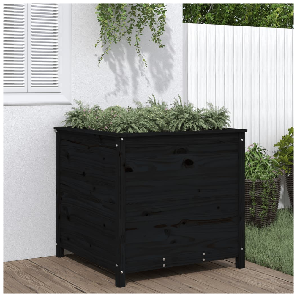 vidaXL Garden Planter Black 82.5x82.5x78 cm Solid Wood Pine S0671357717