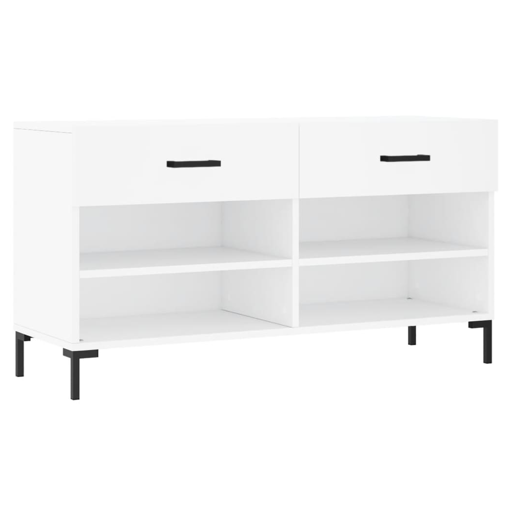 vidaXL Shoe Bench White 102x35x55 cm Engineered Wood S0671258569