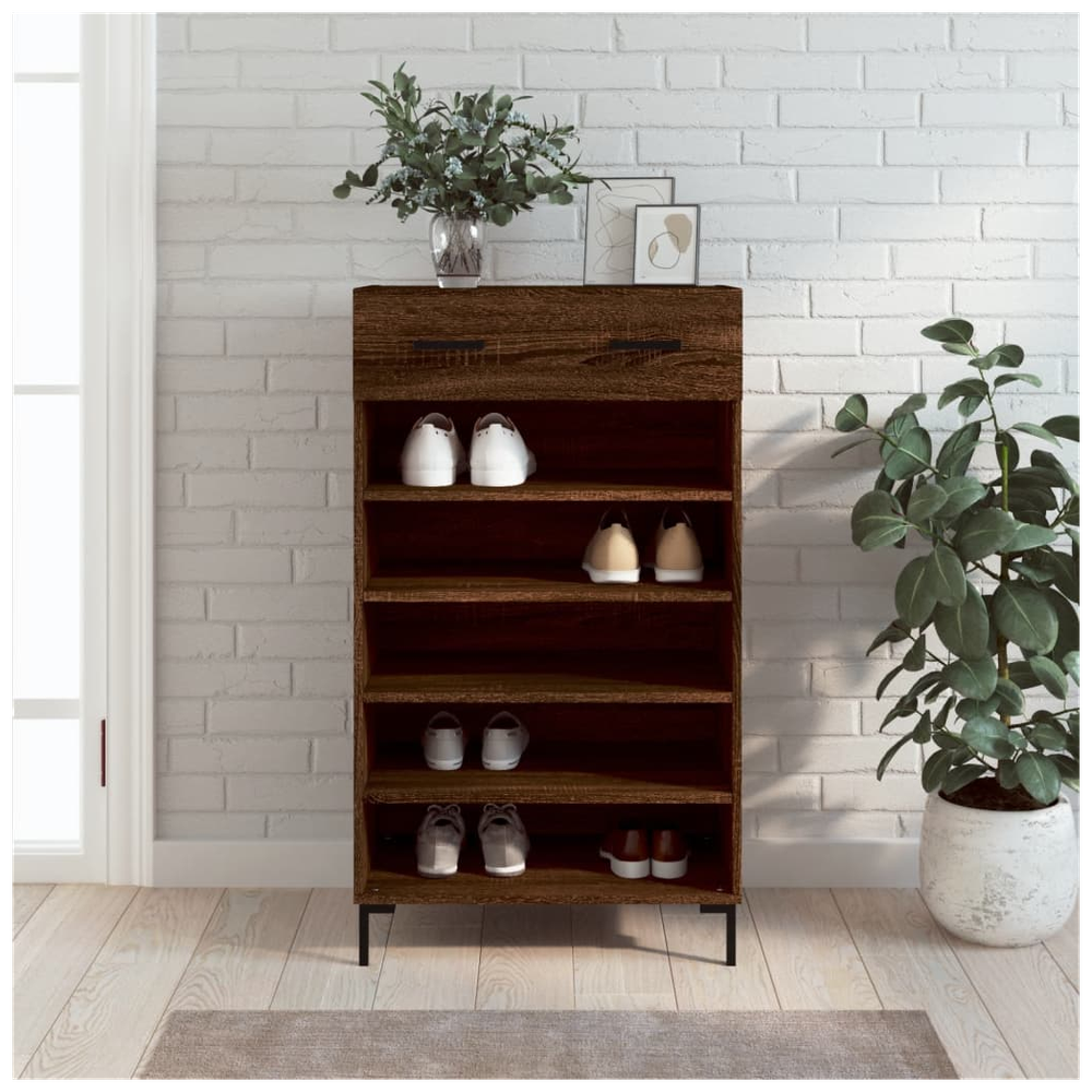 vidaXL Shoe Cabinet Brown Oak 60x35x105 cm Engineered Wood S0671259862