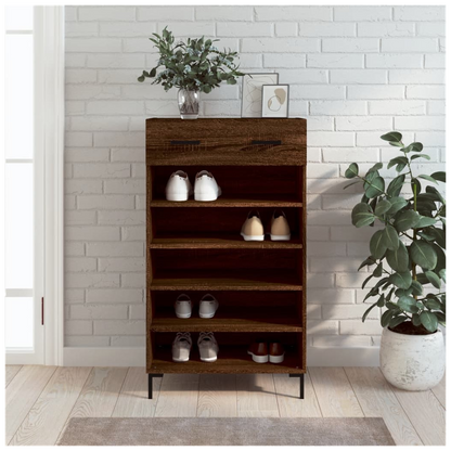 vidaXL Shoe Cabinet Brown Oak 60x35x105 cm Engineered Wood S0671259862