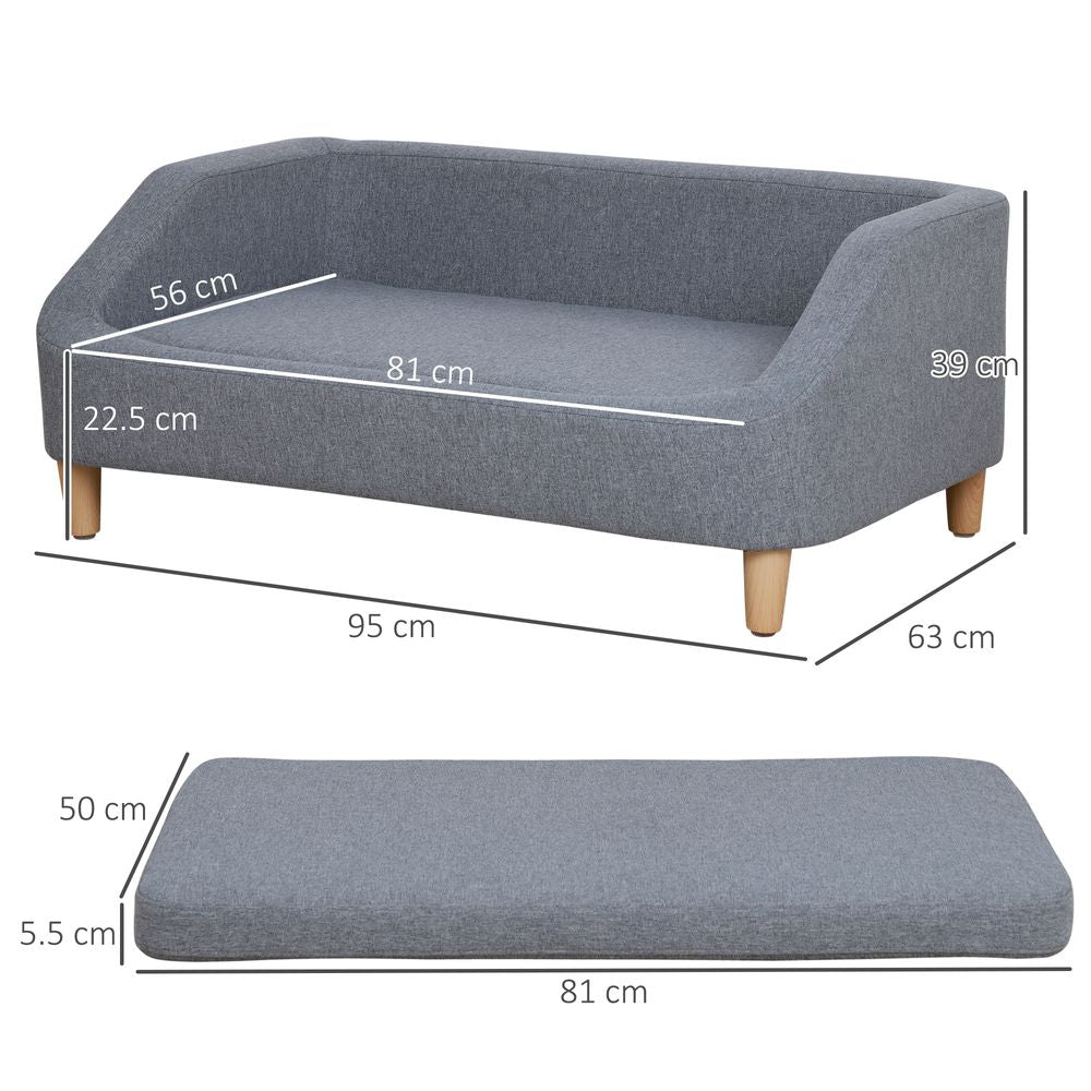 Dog Sofa Cat Couch w/ Removable Washable Cover, for Small Medium Large Dogs Grey S0671347137