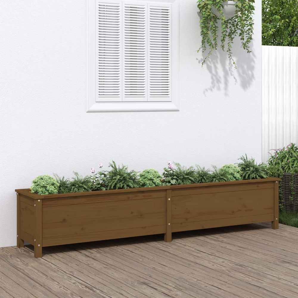 Garden Raised Bed Honey Brown 199.5x40x39 cm Solid Wood Pine S0671357938