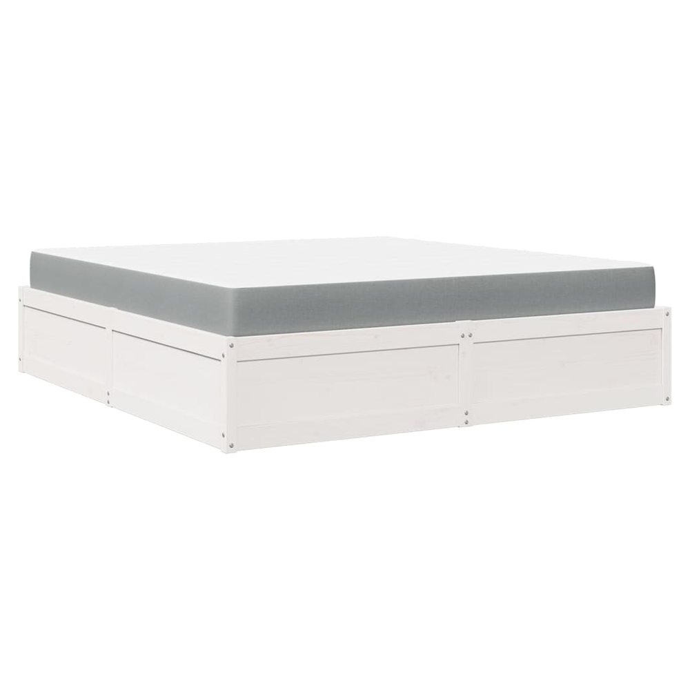 vidaXL Bed with Mattress White 180x200 cm Super King Solid Wood Pine S0671489408