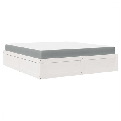 vidaXL Bed with Mattress White 180x200 cm Super King Solid Wood Pine S0671489408