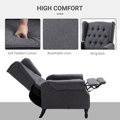 Recliner Armchair for Living Room Fabric Reclining Chair w/ Footrest Dark Grey S0671347031