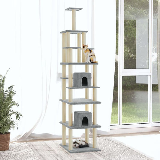 vidaXL Cat Tree with Sisal Scratching Posts Cream 216 cm V0671020922