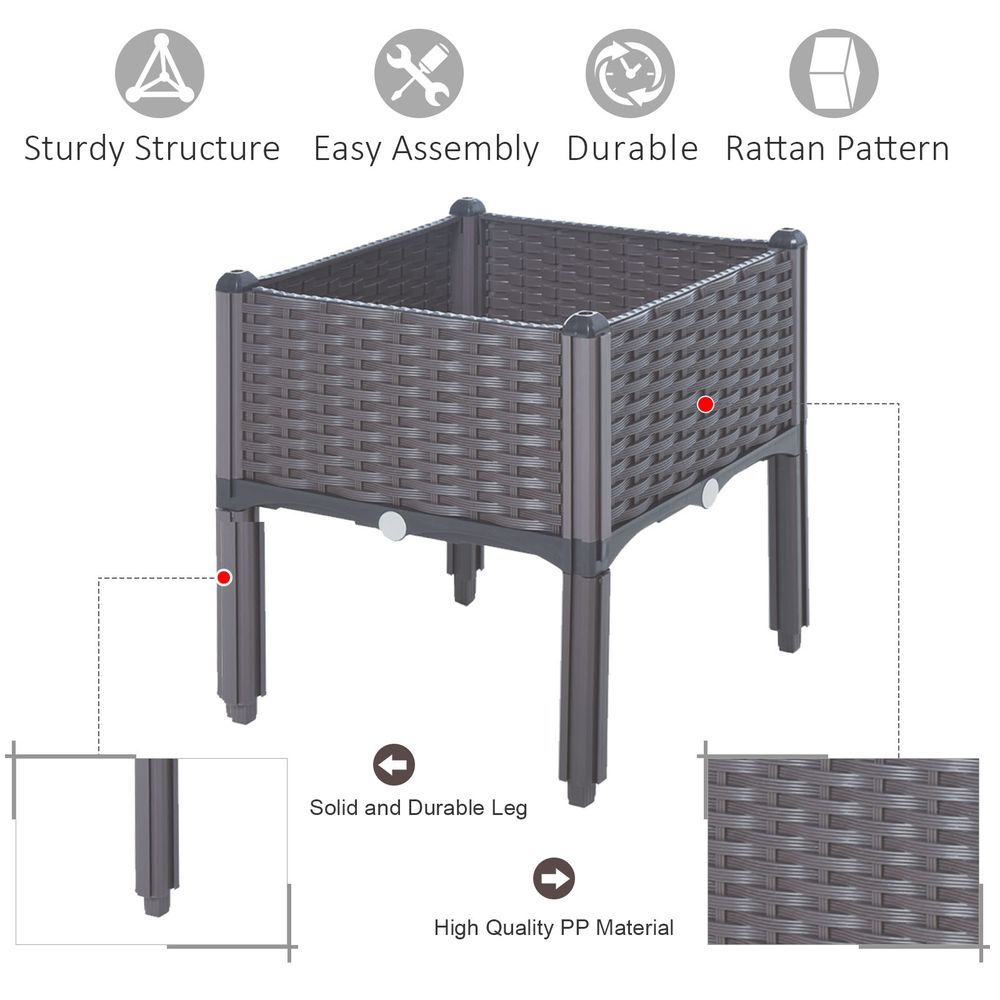 PP Raised Outdoor Garden Planter Box Brown S067941940