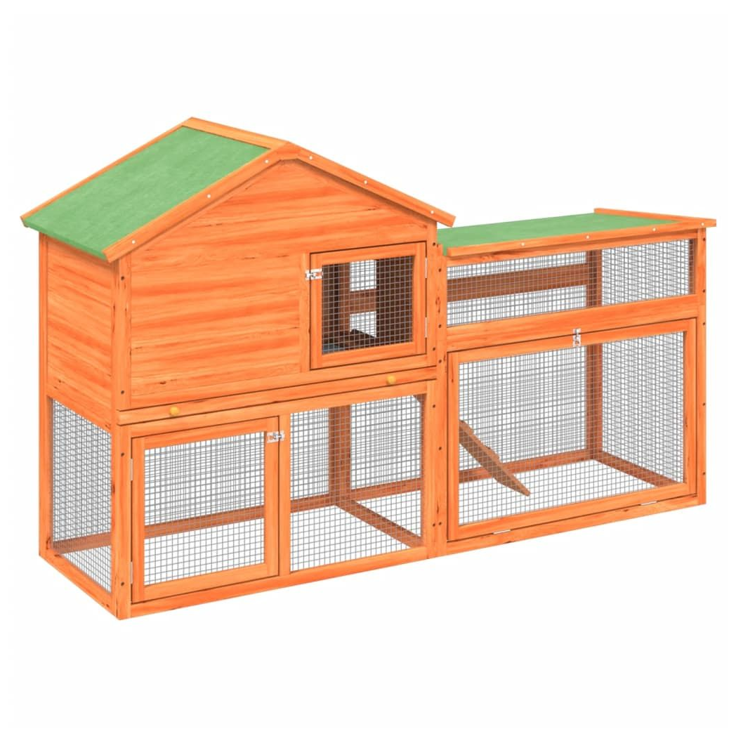 vidaXL Rabbit Hutch Brown 185.5x60.5x109.5 cm Solid Wood Pine S0671228888