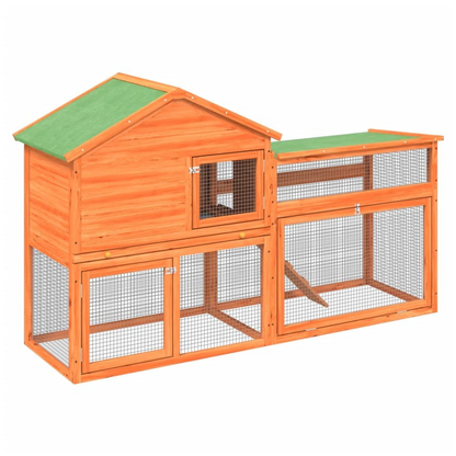 vidaXL Rabbit Hutch Brown 185.5x60.5x109.5 cm Solid Wood Pine S0671228888