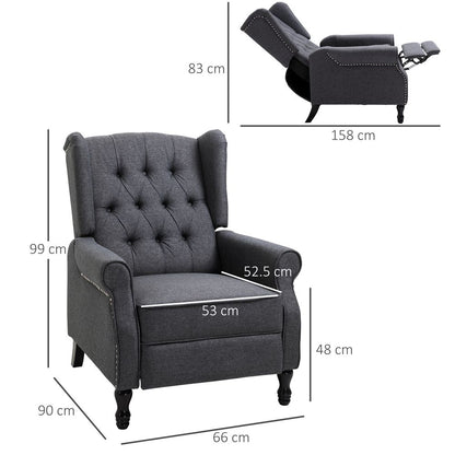 Recliner Armchair for Living Room Fabric Reclining Chair w/ Footrest Dark Grey S0671347031