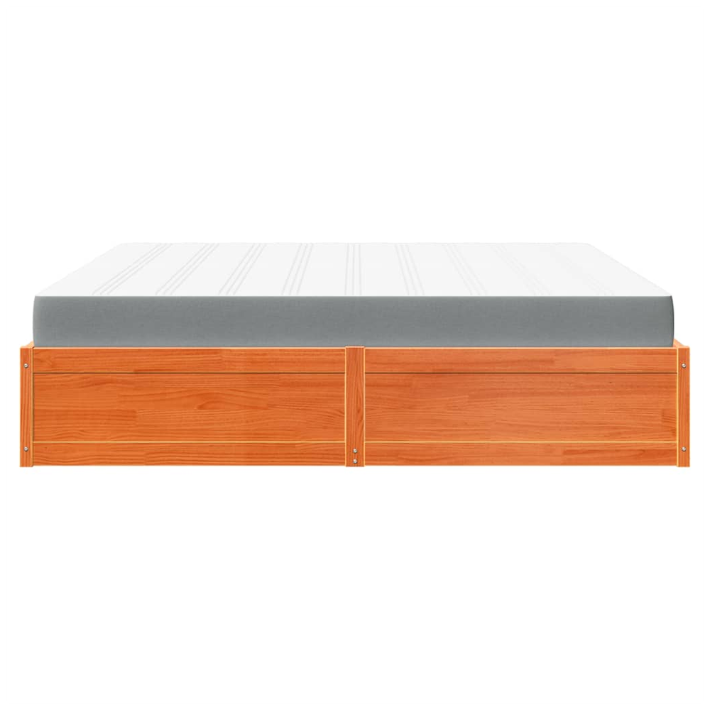 vidaXL Bed with Mattress Wax Brown 200x200 cm Solid Wood Pine S0671489352