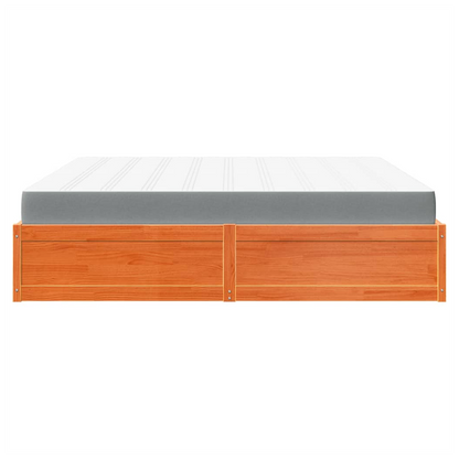 vidaXL Bed with Mattress Wax Brown 200x200 cm Solid Wood Pine S0671489352