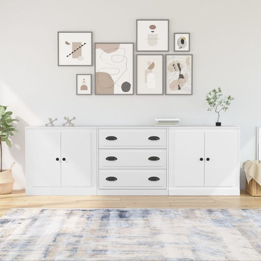 Sideboards 3 pcs White Engineered Wood V0671210485