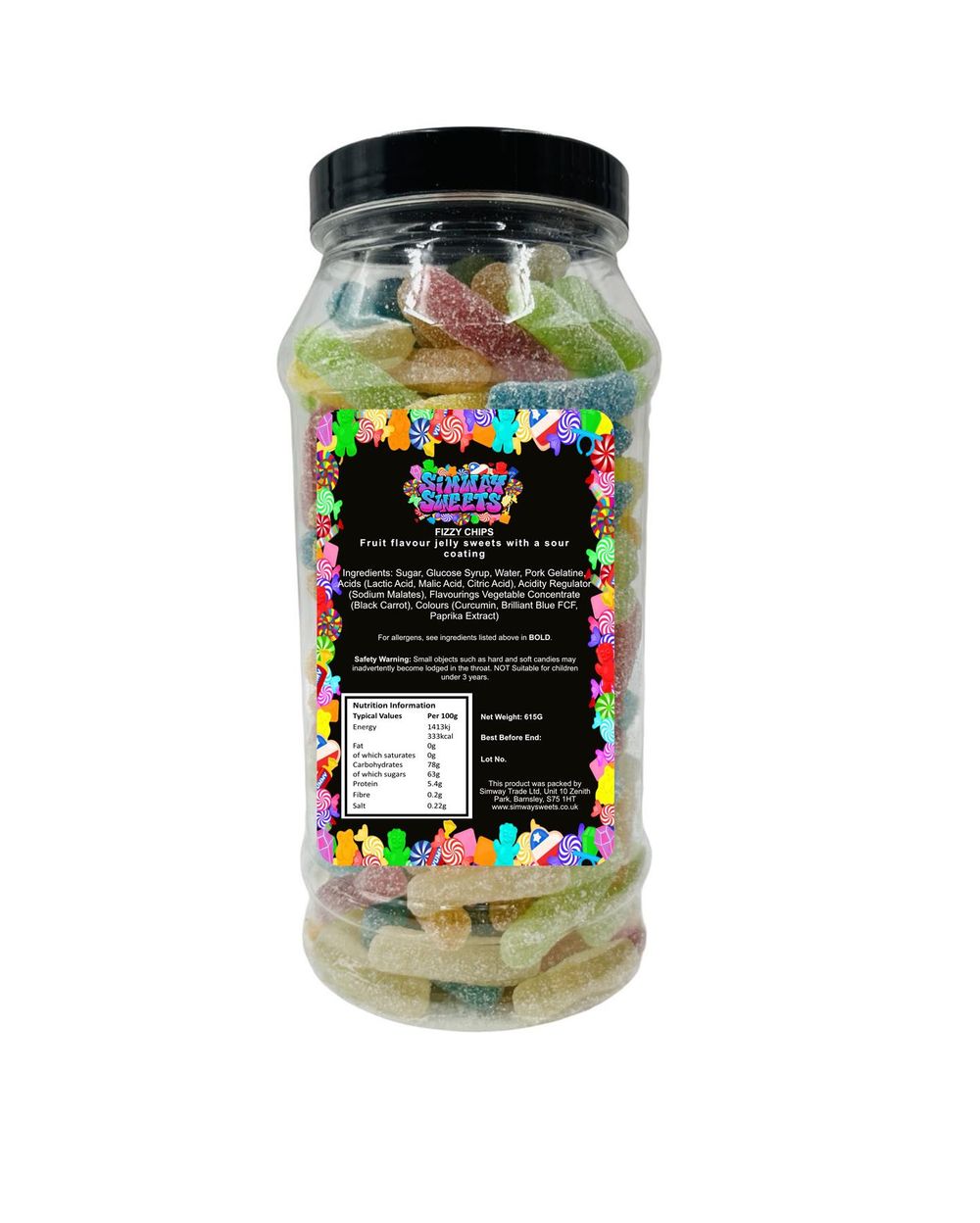 Fizzy Chips Fizzies Retro Sweets Gift Jar