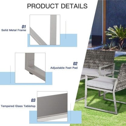 4-Piece Outdoor Garden Rattan Seating Furniture Set Grey S067941874