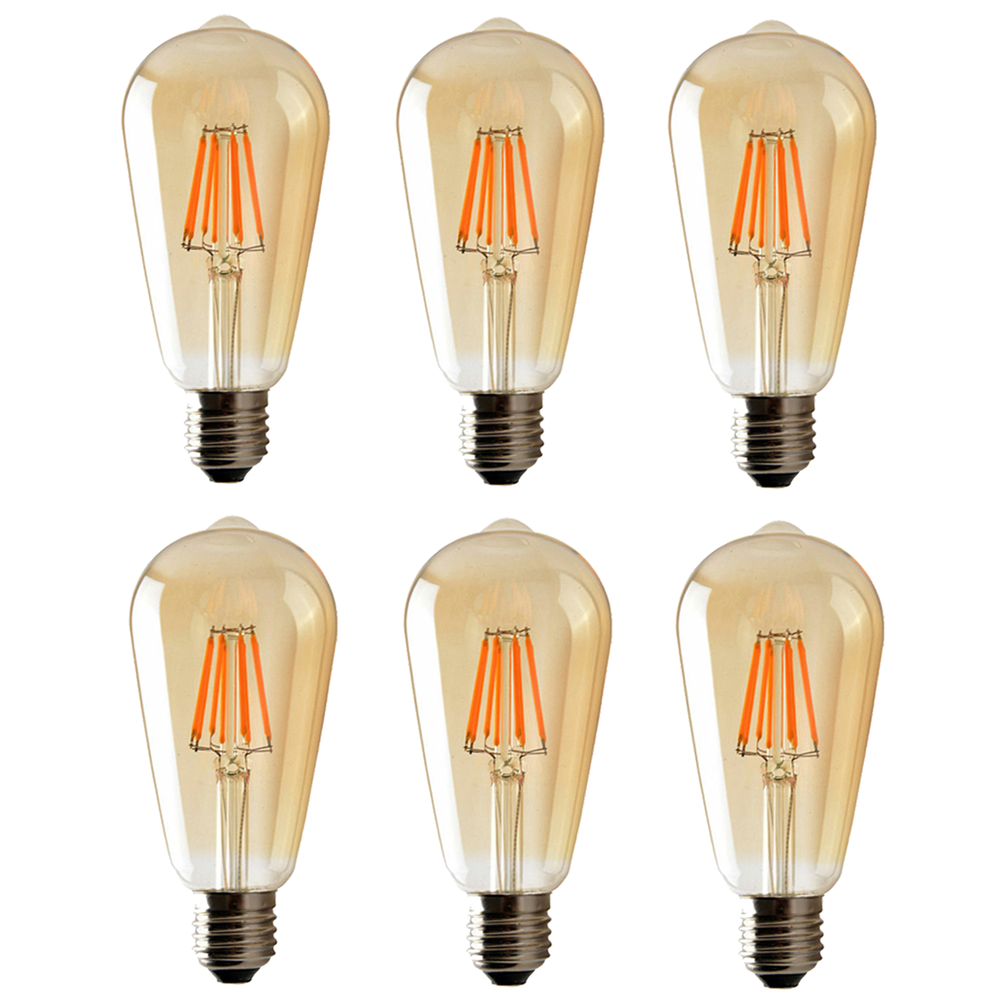 6Pack E27 LED Edison Dimmable Vintage Amber Glass Warm white 2700K Light Bulb, S0671114257