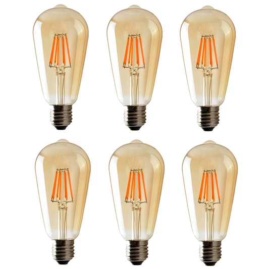 6Pack E27 LED Edison Dimmable Vintage Amber Glass Warm white 2700K Light Bulb, S0671114257