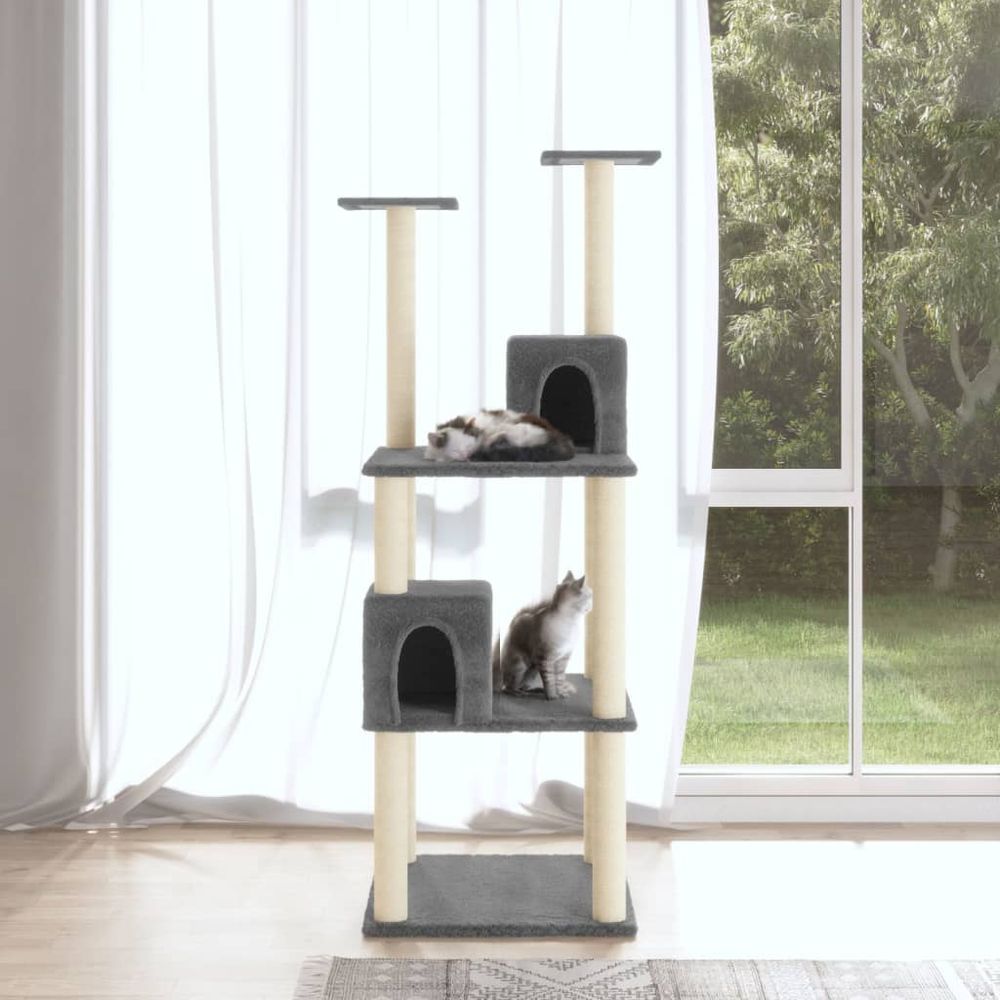 vidaXL Cat Tree with Sisal Scratching Posts Cream 141 cm V0671020918