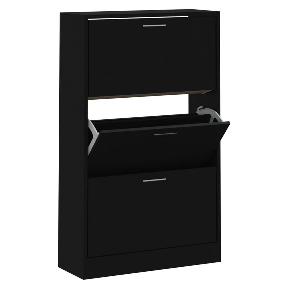 Shoe Cabinet Black 63x24x103 cm Engineered Wood S0671085592