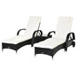 Garden Rattan Furniture 3 PC Sun Lounger Recliner Set & Side Table Patio Wicker V067942213