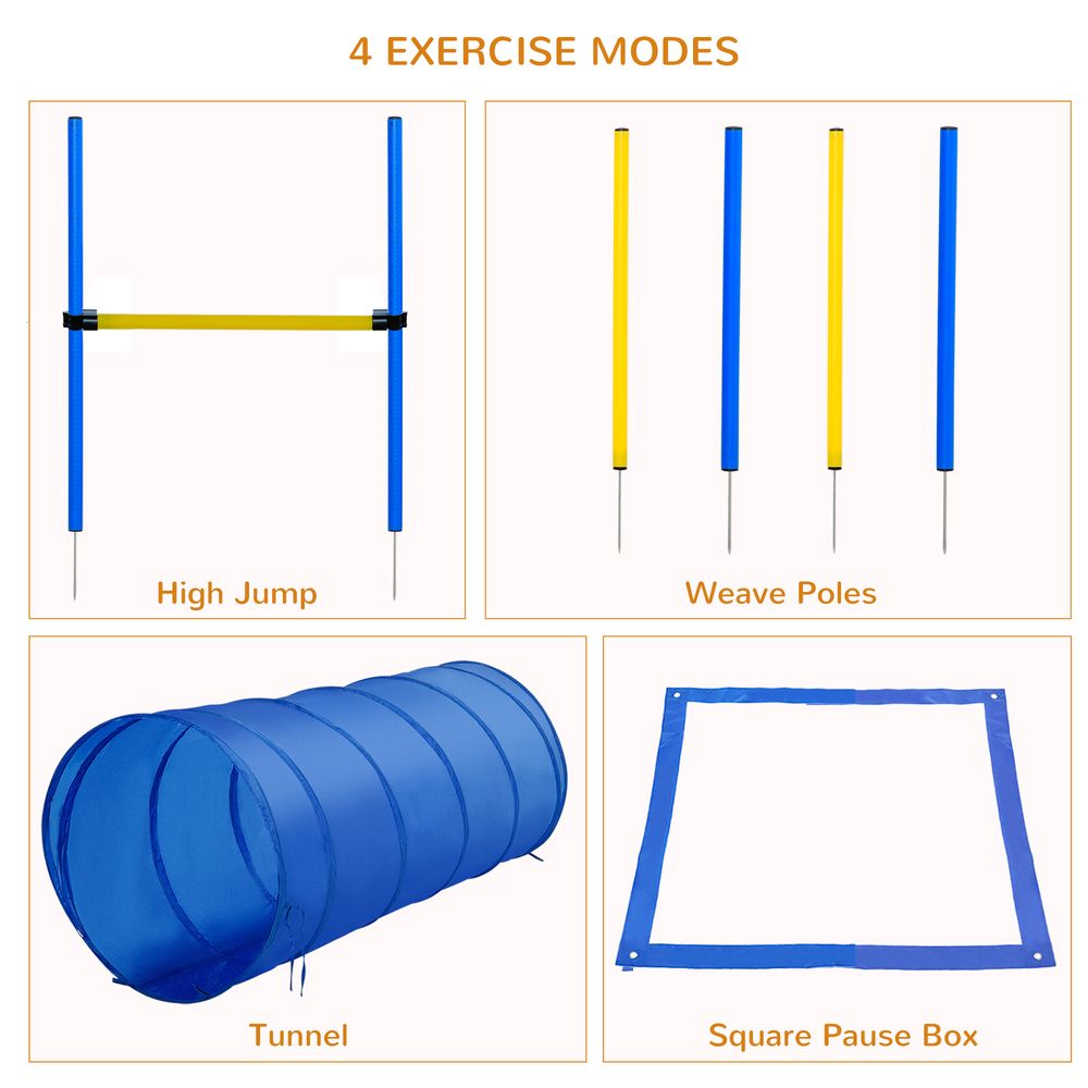 Pet Agility Training Equipment Dog Play Run Jump (Poles + Hurdle + Tunnel + S0671071209