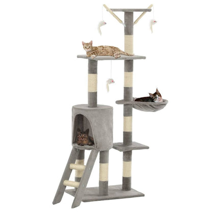 vidaXL Cat Tree with Sisal Scratching Posts 138 cm Grey V0671206153