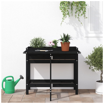 vidaXL Garden Planter with Folding Tabletop Black Solid Wood Pine S0671395795