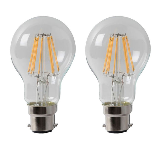 2 Pack A60 B22 8W Bayonet Style LED filament Retro Vintage light bulb Cool white glass bulbs 6000K Light Bulbs V0671214673