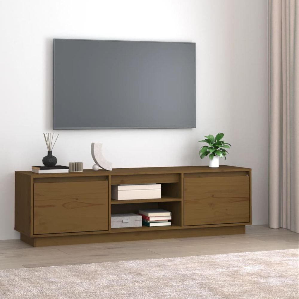 vidaXL TV Cabinet 140x35x40 cm Solid Wood Pine V0671394638