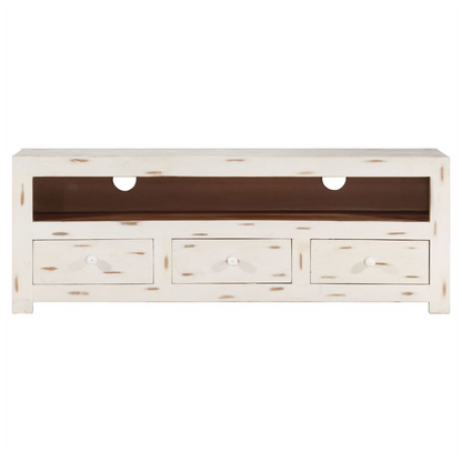 vidaXL TV Cabinet Solid Wood Acacia 110x30x40 cm White V0671191845