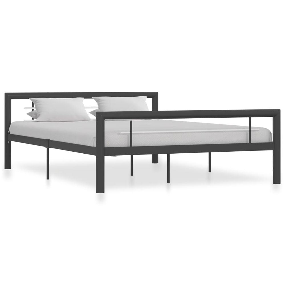 vidaXL Bed Frame White and Black Metal 90x200 cm V035874875