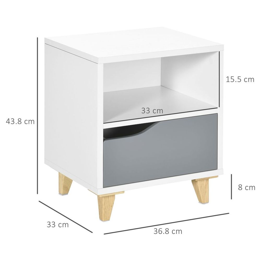 Nightstand, Bedside Table with Drawer and Shelf for Living Room, Bedroom S0671114632