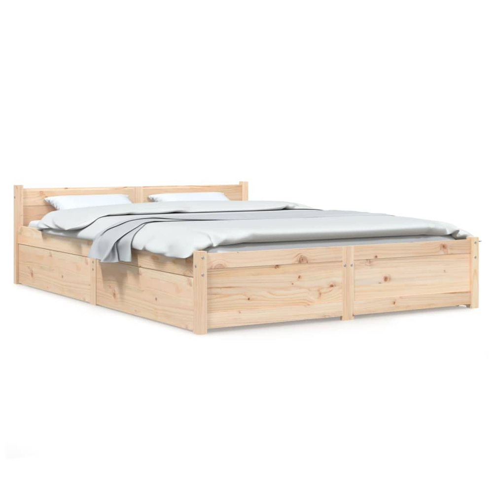 vidaXL Bed Frame with Drawers 140x190 cm S0671030012