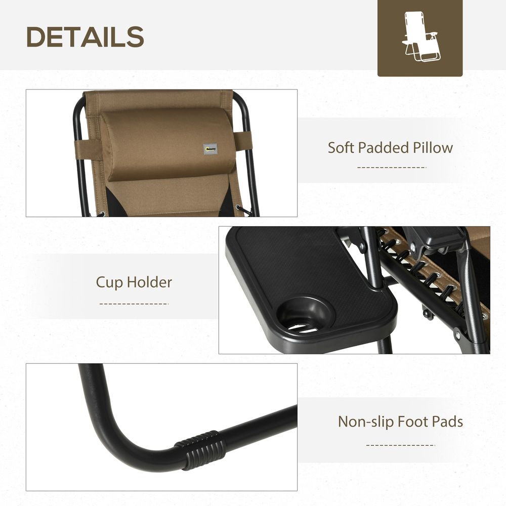 Zero Gravity Chair, Folding Recliner, Adjustable Backrest, Padded Coffee S0671072211