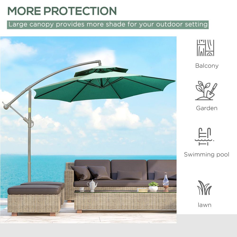 2.7m Banana Parasol Cantilever Umbrella Crank HandleGreen S0671072323