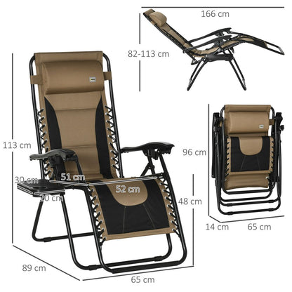 Zero Gravity Chair, Folding Recliner, Adjustable Backrest, Padded Coffee S0671072211