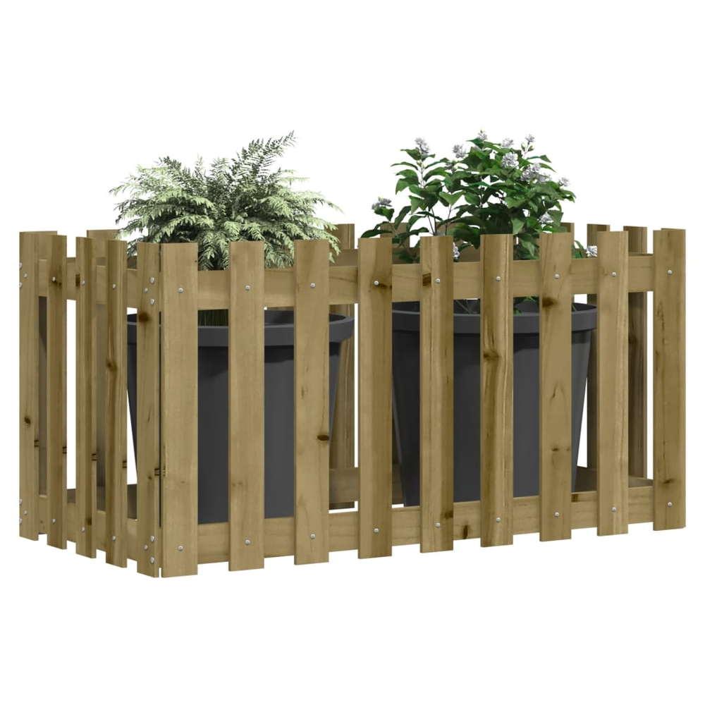 vidaXL Garden Raised Bed with Fence Design 100x50x50 cm Impregnated Wood Pine S0671368520