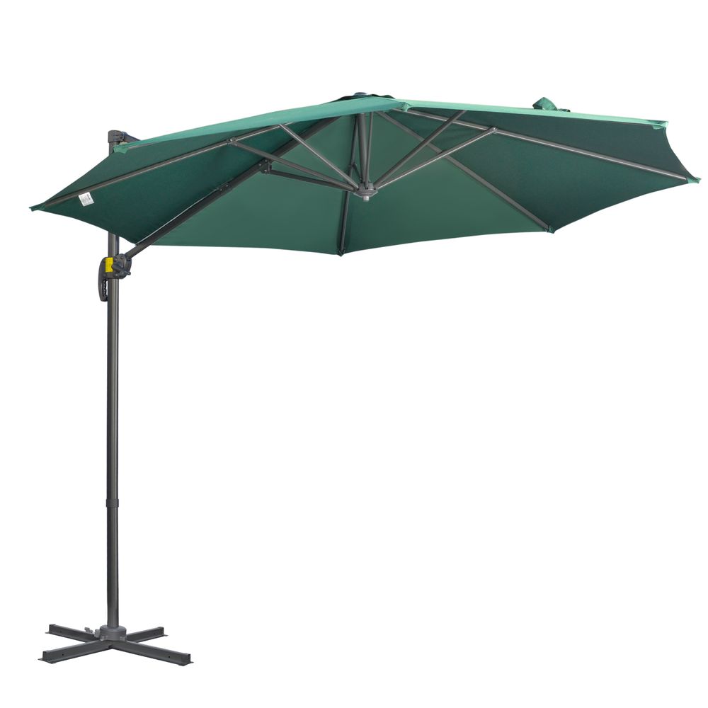 3 x 3(m) Cantilever Parasol Garden Umbrella with Cross Base Green S0671149169