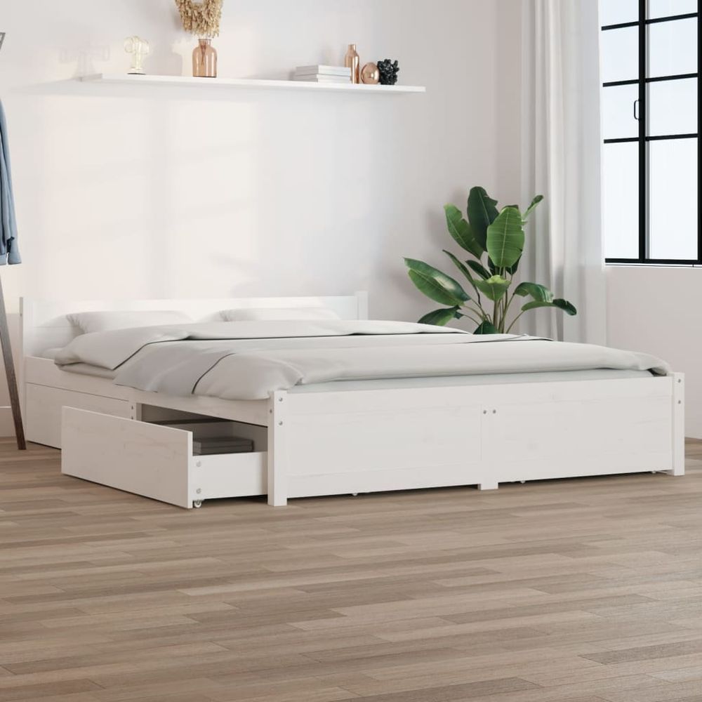 vidaXL Bed Frame with Drawers 140x190 cm S0671030053