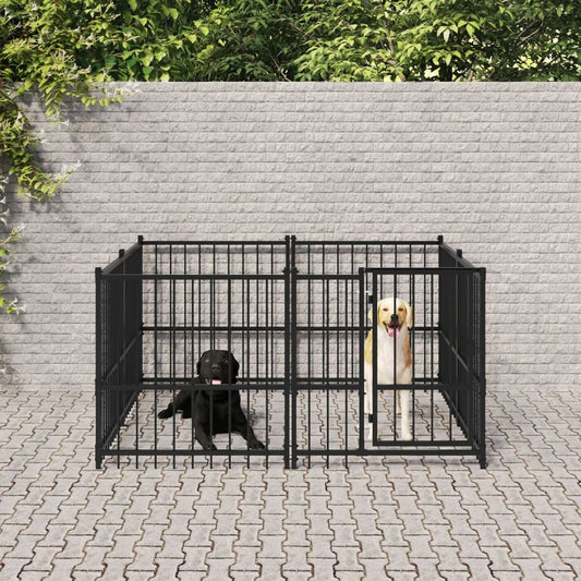 Outdoor Dog Kennel Steel 194 x 193.5 x 100 cm to 976 x 198 x 128 cm V0671100136