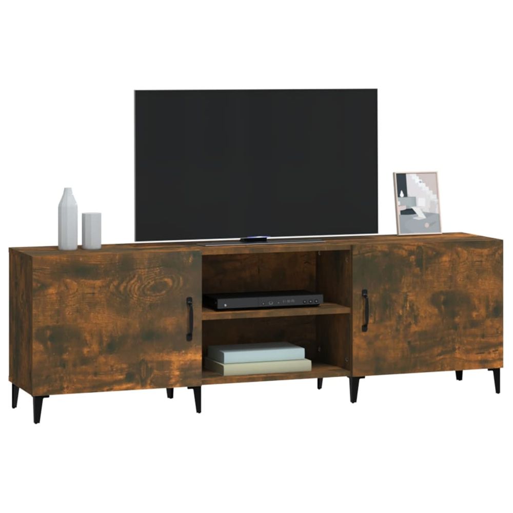 vidaXL TV Cabinet Smoked Oak 150x30x50 cm Engineered Wood S0671068303