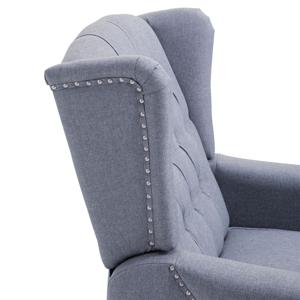 Recliner Armchair for Living Room Fabric Reclining Chair w/ Footrest Light Grey S0671347043