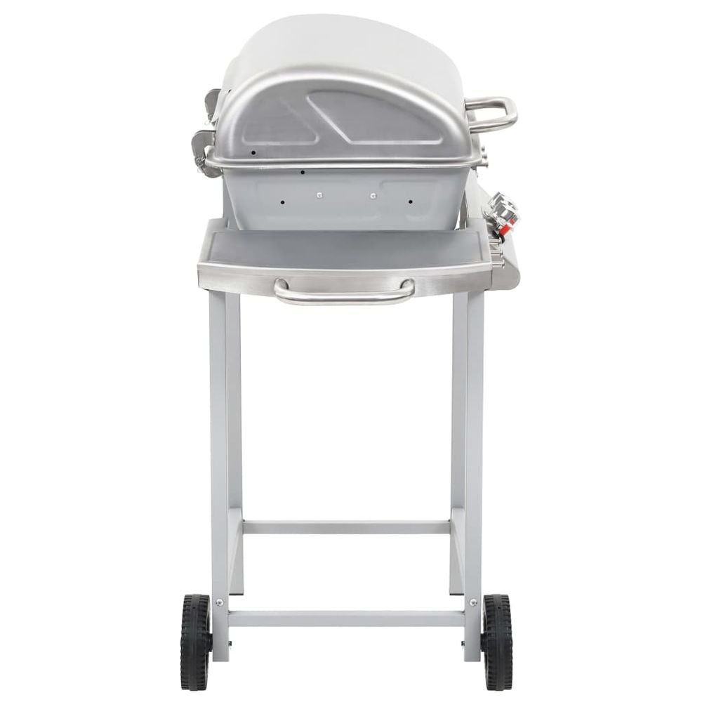 Gas BBQ Grill with 2 Cooking Zones Silver Stainless Steel S069863458