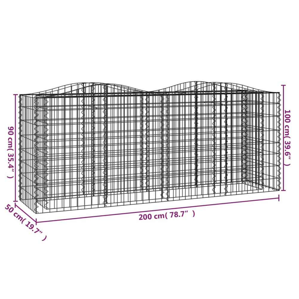 Arched Gabion Raised Bed 200x50x100 cm Galvanised Iron S0671171948