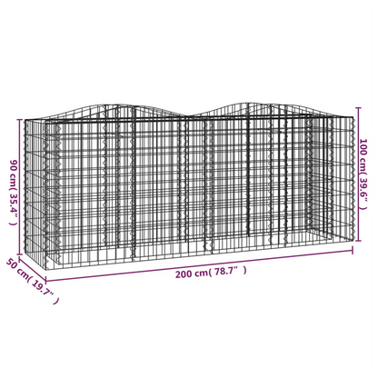 Arched Gabion Raised Bed 200x50x100 cm Galvanised Iron S0671171948