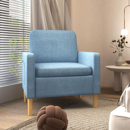 HOMCOM Modern Armchair Upholstered Accent Chair for Bedroom Home Office Blue S0671347087