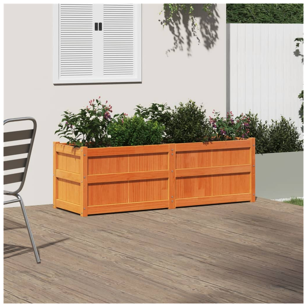 vidaXL Garden Planter Wax Brown 150x50x50 cm Solid Wood Pine S0671394882