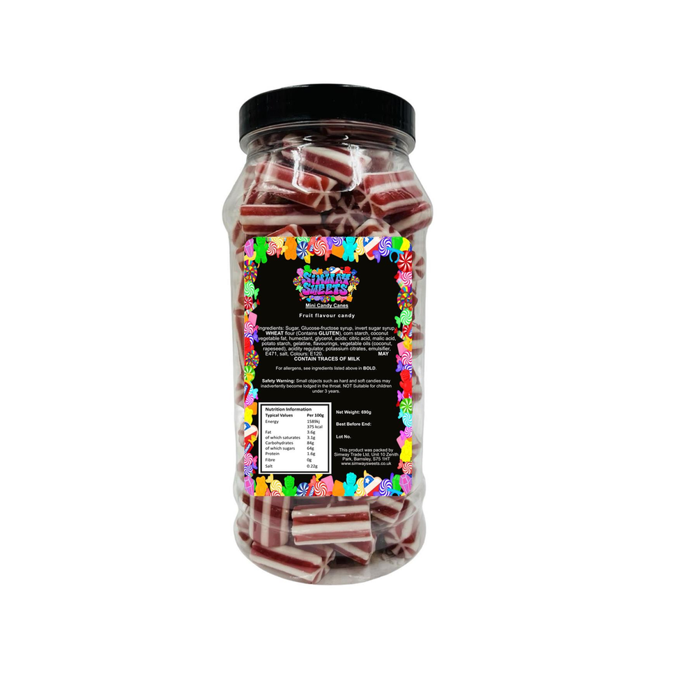 Mini Candy Canes Red & White Sweets Retro Sweets Gift Jar