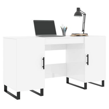 vidaXL Desk High Gloss White 140x50x75 cm Engineered Wood S0671257310