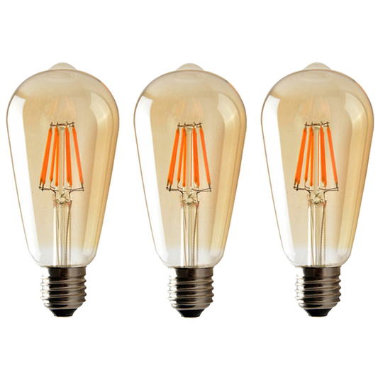 3Pack E27 LED Edison Dimmable Vintage Amber Glass Warm white 2700K Light Bulb S0671114255